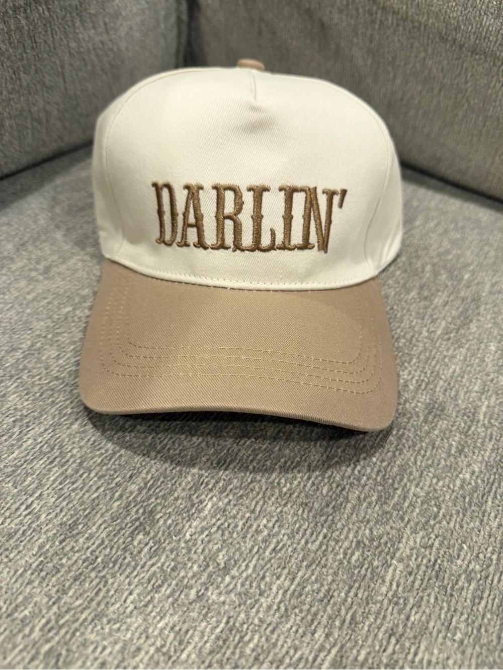 Darlin' Two-Tone Beige and White Baseball Cap